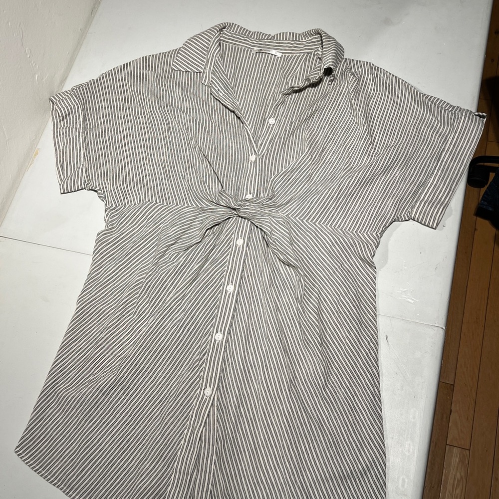 Cupshe Olive and White Swim Coverup with Relaxed Fit